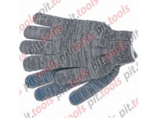Перчатки трикотажные, ПВХ-покрытие "Точка", серый меланж, 10 класс (Россия)